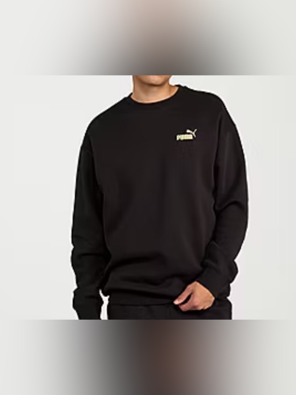 Puma Men’s Black Crewneck with Yellow Logo